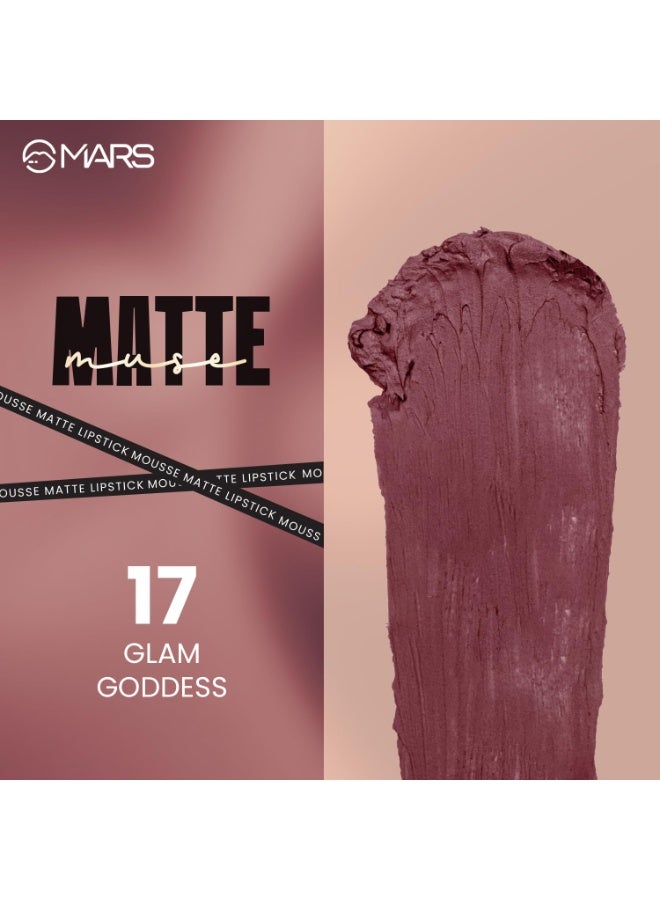 MARS Matte Muse Mousse Lipstick (3ml) (17-GLAM GODDESS) with Doe-Foot Applicator | Highly Pigmented | Smooth Texture | Hydrating Formula | Blurry Lips Effect - Image 3